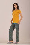 Sweet Moon Knit Cotton Pyjama Set - Pastelgreen Mustard — thumbnail 3